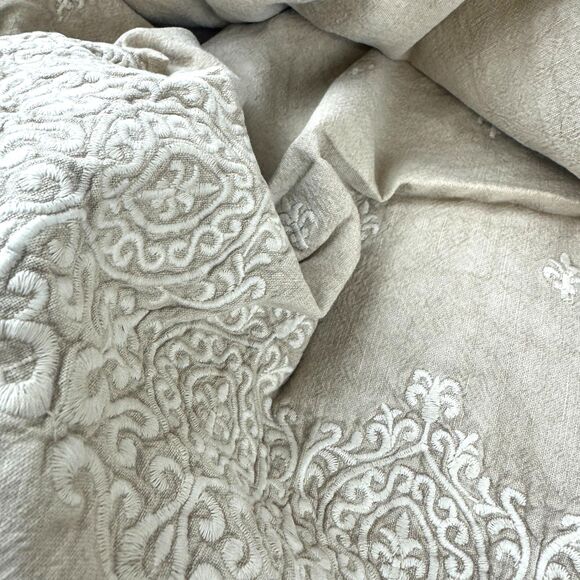 Pottery Barn Deepika Padukone Embroidered Duvet Cover Full/Queen Neutral Multi - Picture 4 of 9